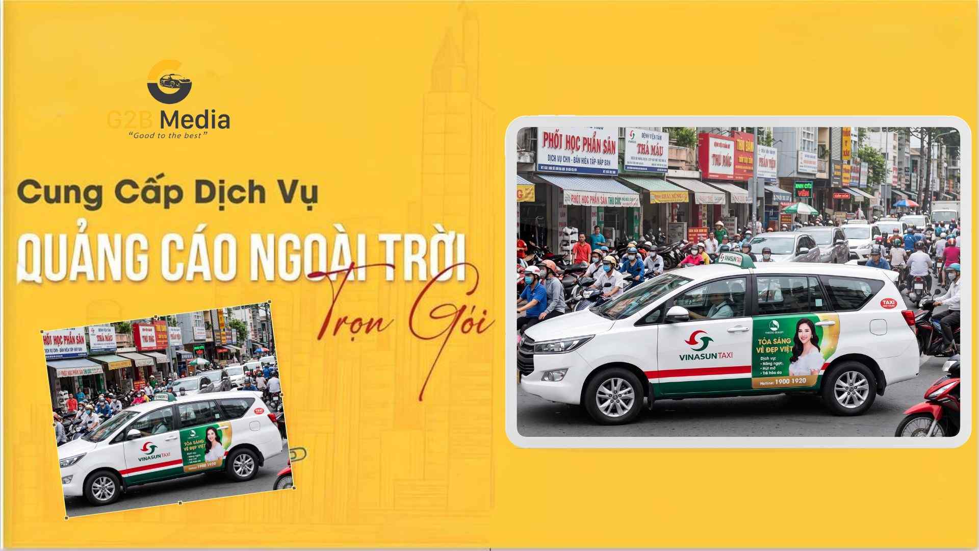 Dán quảng cáo trên taxi biến mỗi chiếc xe thành một biển quảng cáo di động nổi bật