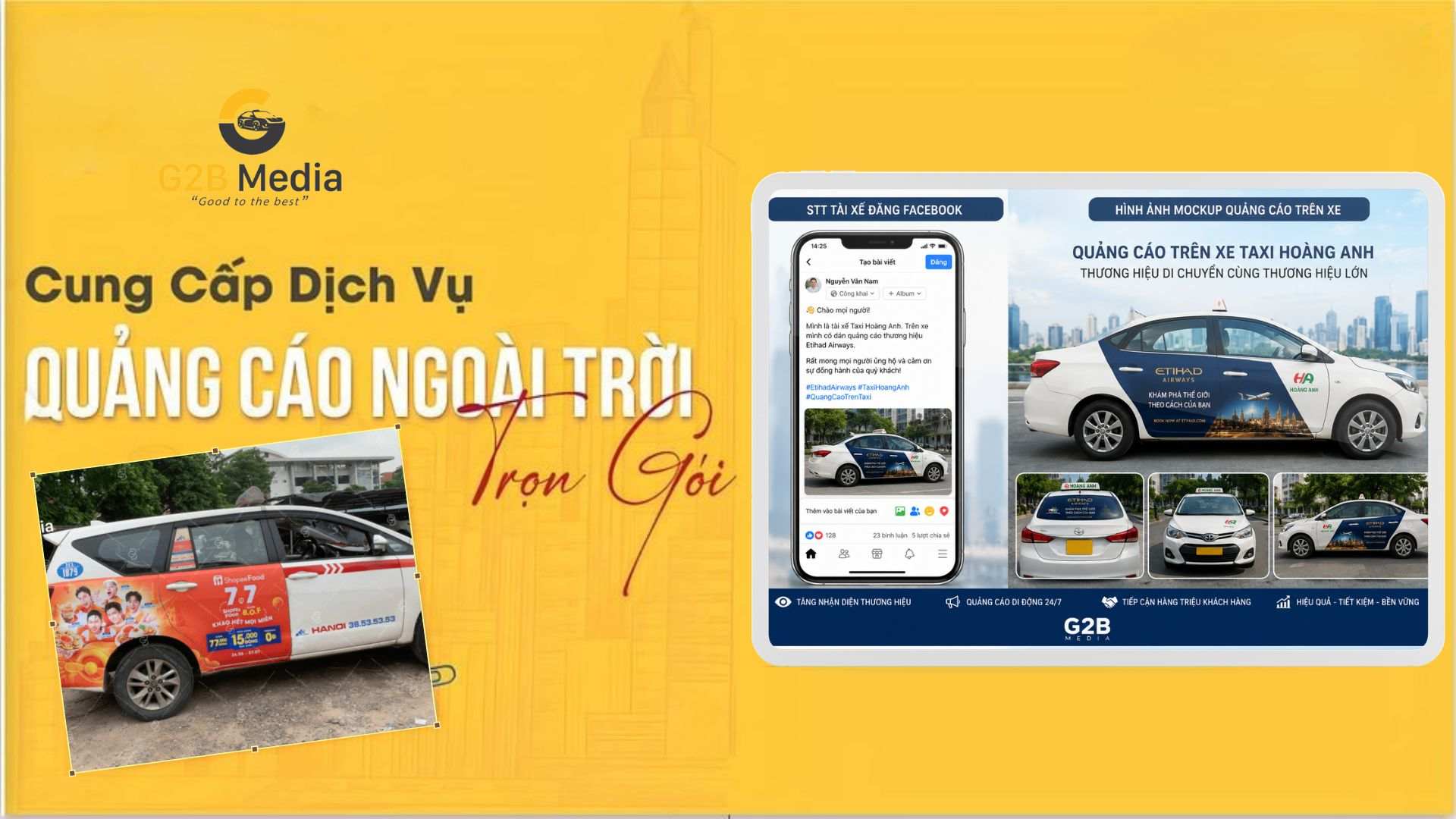 Dịch vụ quảng cáo di động trên xe taxi khác biệt với quảng cáo taxi gia đình