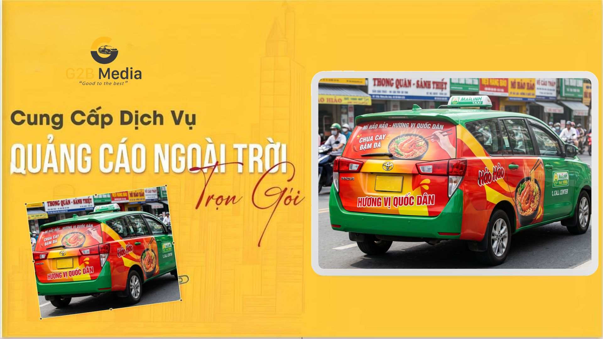 Dán quảng cáo tràn đuôi trên taxi gia tăng tối đa không gian sáng tạo