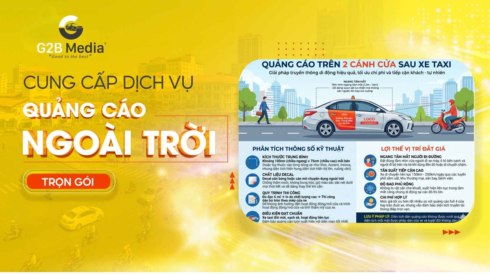 Quy cách hiển thị quảng cáo trên xe taxi 4 chỗ và 7 chỗ.