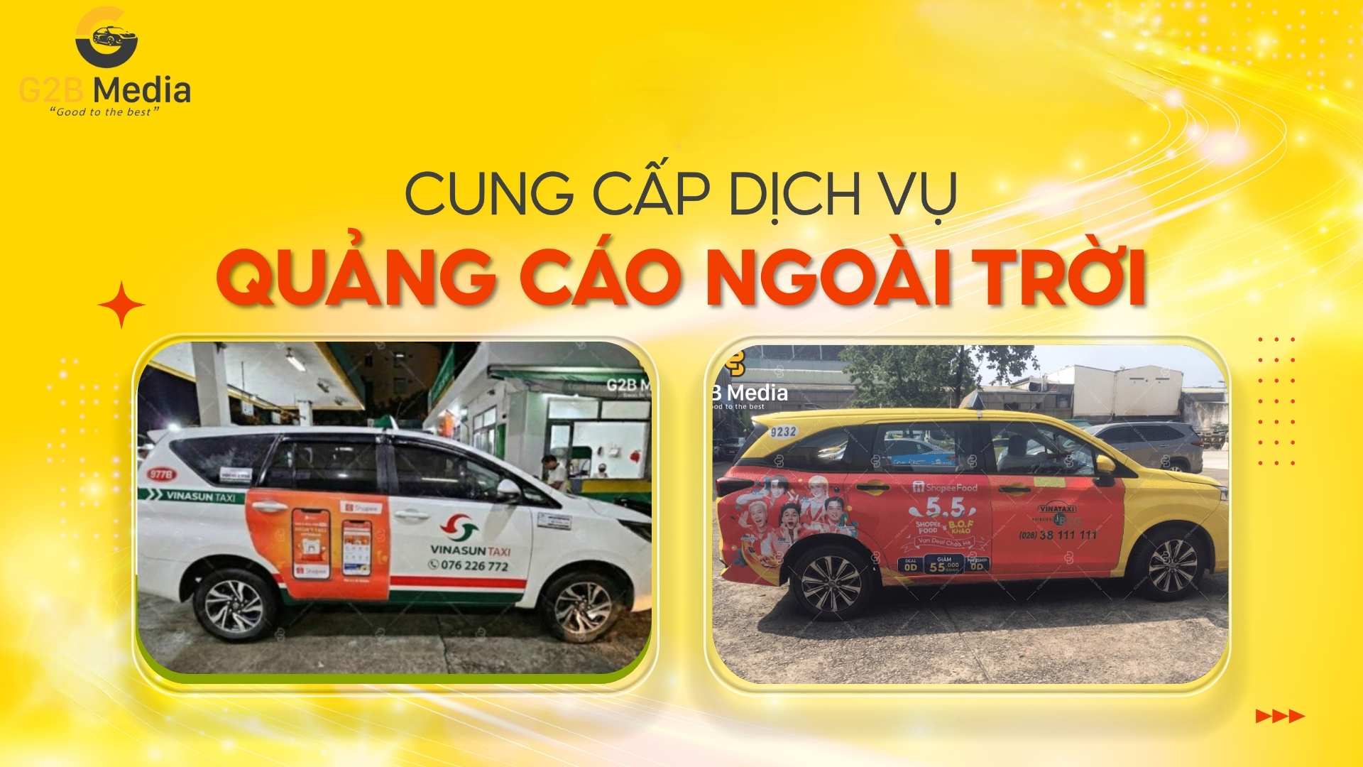 Các vị trí dán quảng cáo trên taxi phổ biến.