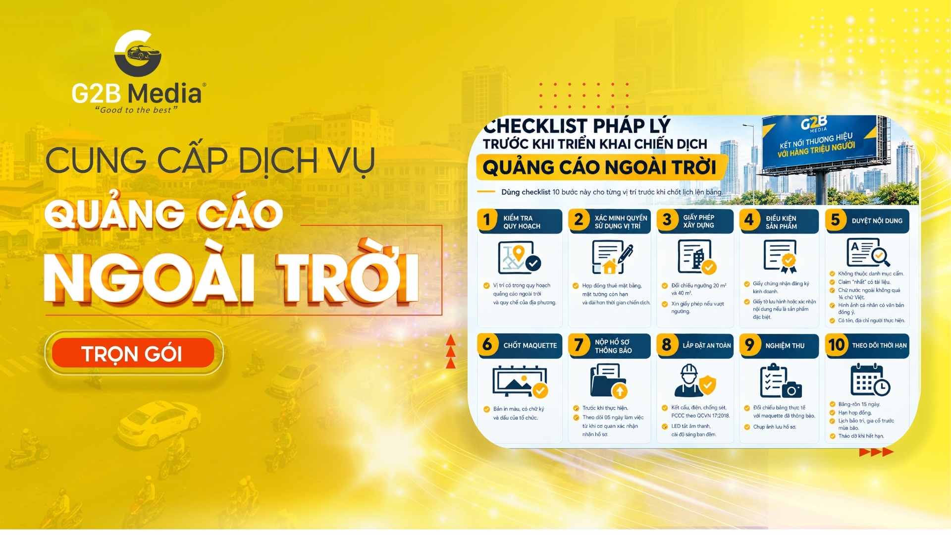 Checklist pháp lý trước khi chạy quảng cáo ngoài trời.