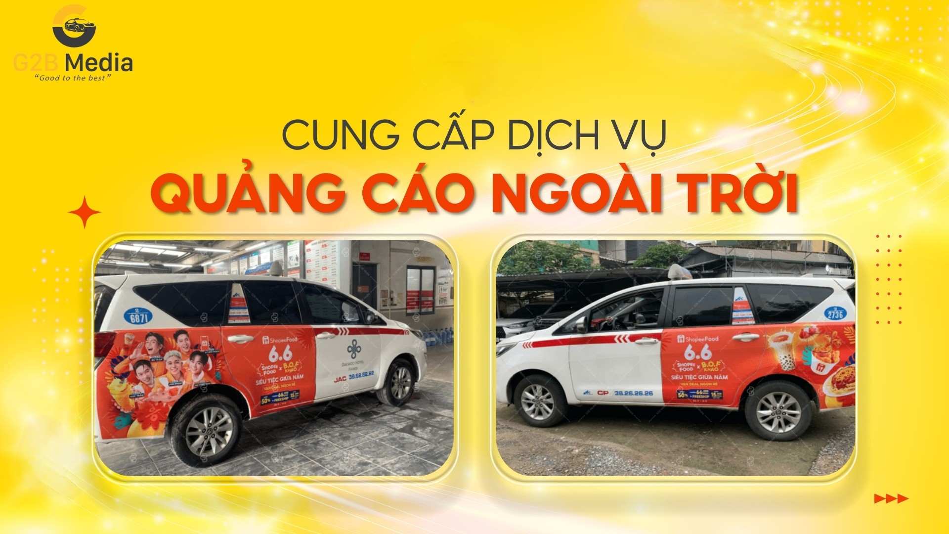 G2BMedia chạy chiến dịch ShopeeFood 6.6 x B.O.F siêu tiệc bùng nổ trên mạng lưới xe taxi.