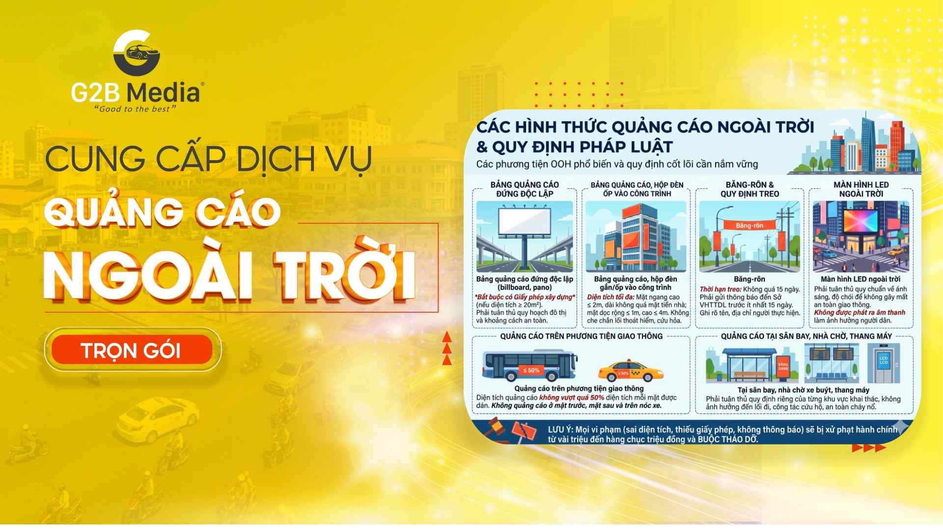 Các hình thức quảng cáo ngoài trời phổ biến.