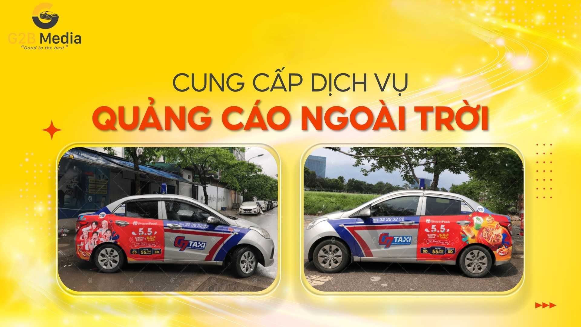 Hình ảnh KOLs và thông điệp 0Đ nổi bật trên quảng cáo G7 Taxi ShopeeFood.