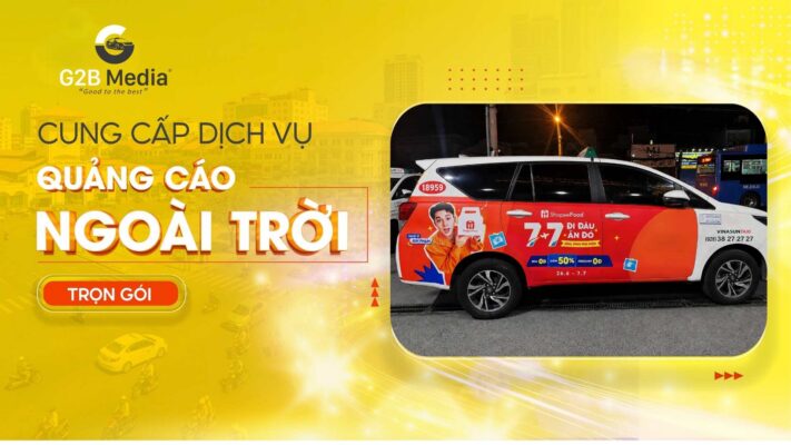 Quảng cáo taxi 4 cánh cửa.