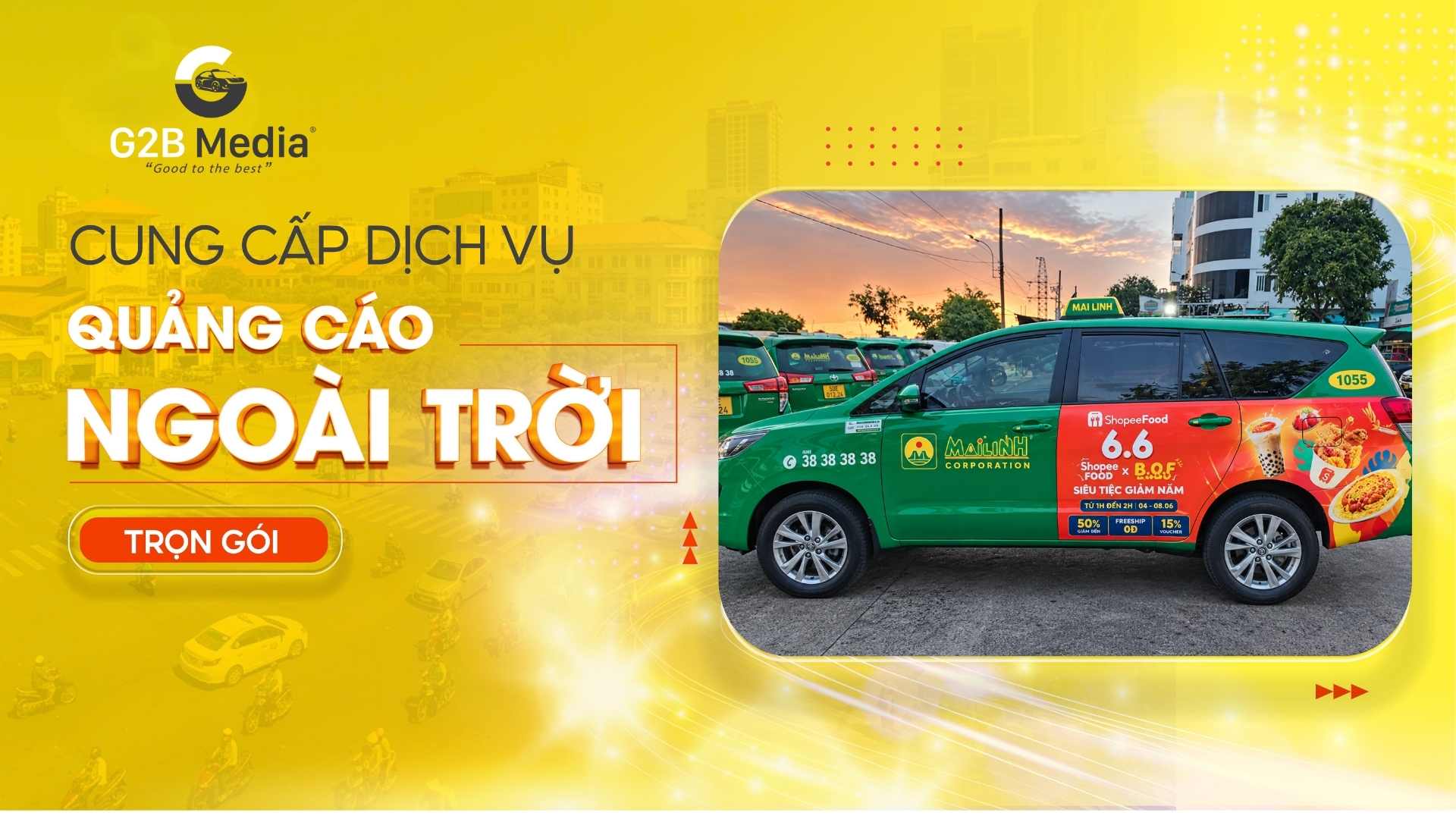 Quảng cáo taxi tràn đuôi mai linh.