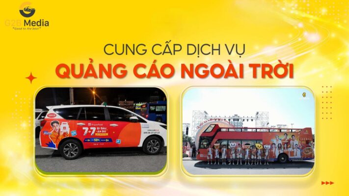 Hình ảnh thực tế so sánh quảng cáo taxi và quảng cáo xe bus khác nhau thế nào.