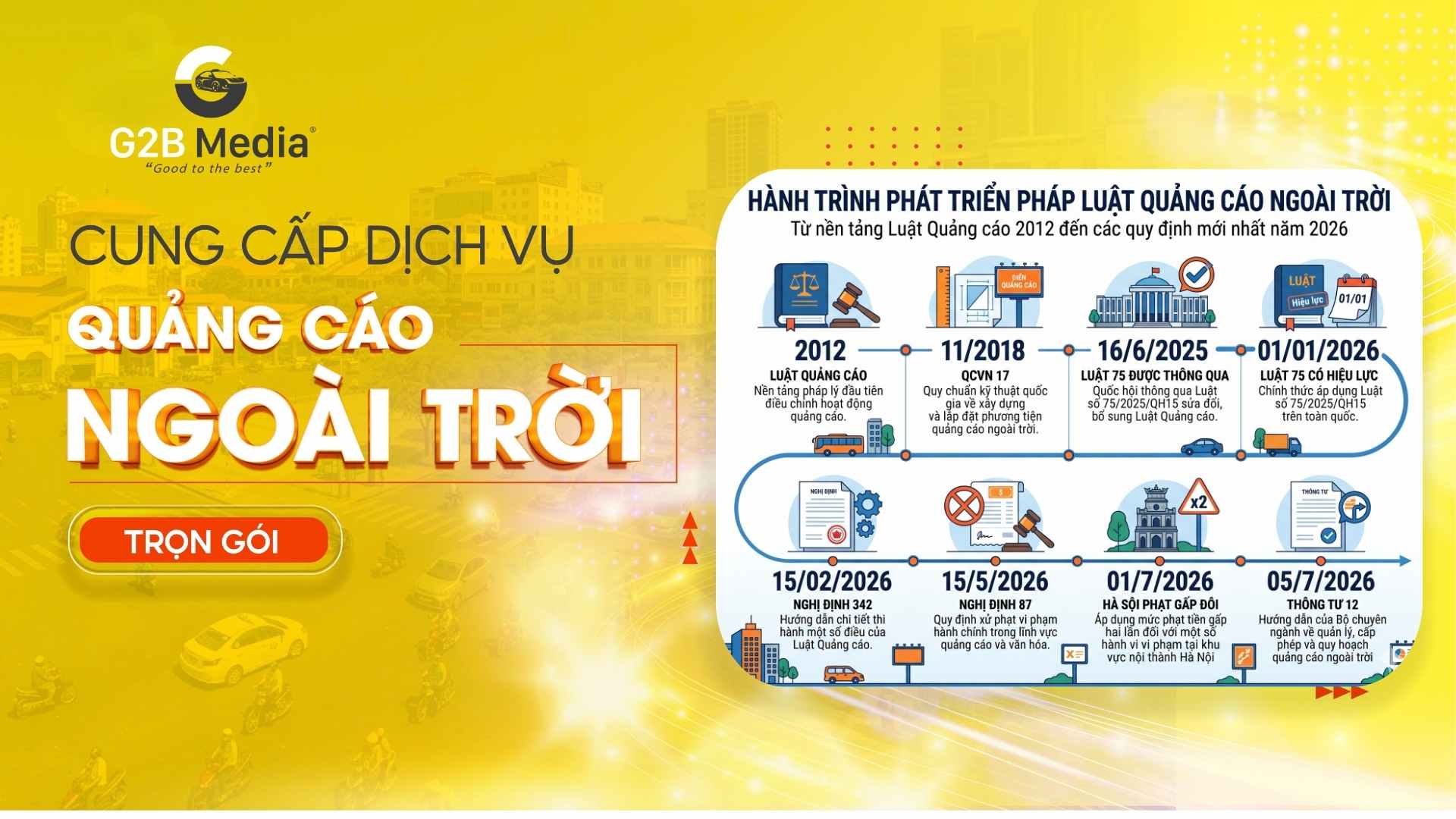 Dòng thời gian văn bản pháp luật quảng cáo ngoài trời.